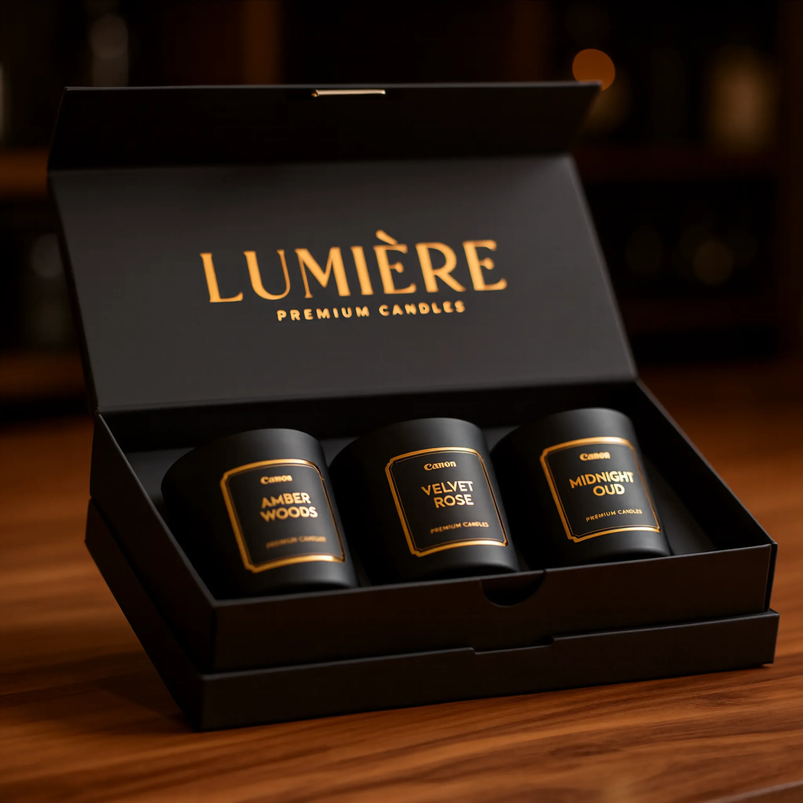 Custom Candle Packaging & Custom Soap Packaging: The #1 Upgrade Every Business Needs 2 Luxury custom candle packaging in rigid gift box with gold foil branding for premium candle brands